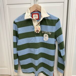 NWT Boden Kids Rugby Shirt with Blue and Green Stripes